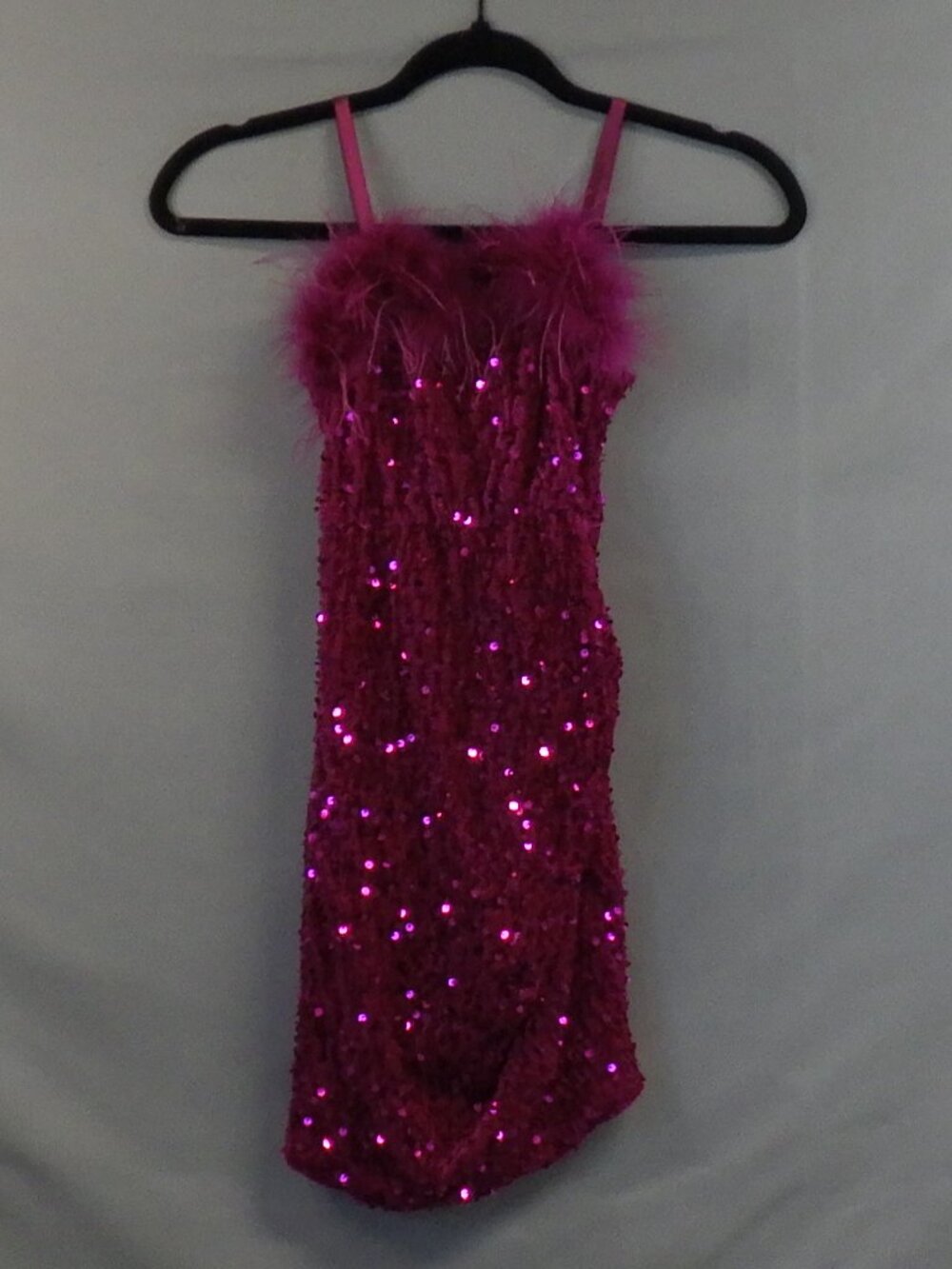 Exarus Girls Hot Pink Sequined Feathered Costume   A729